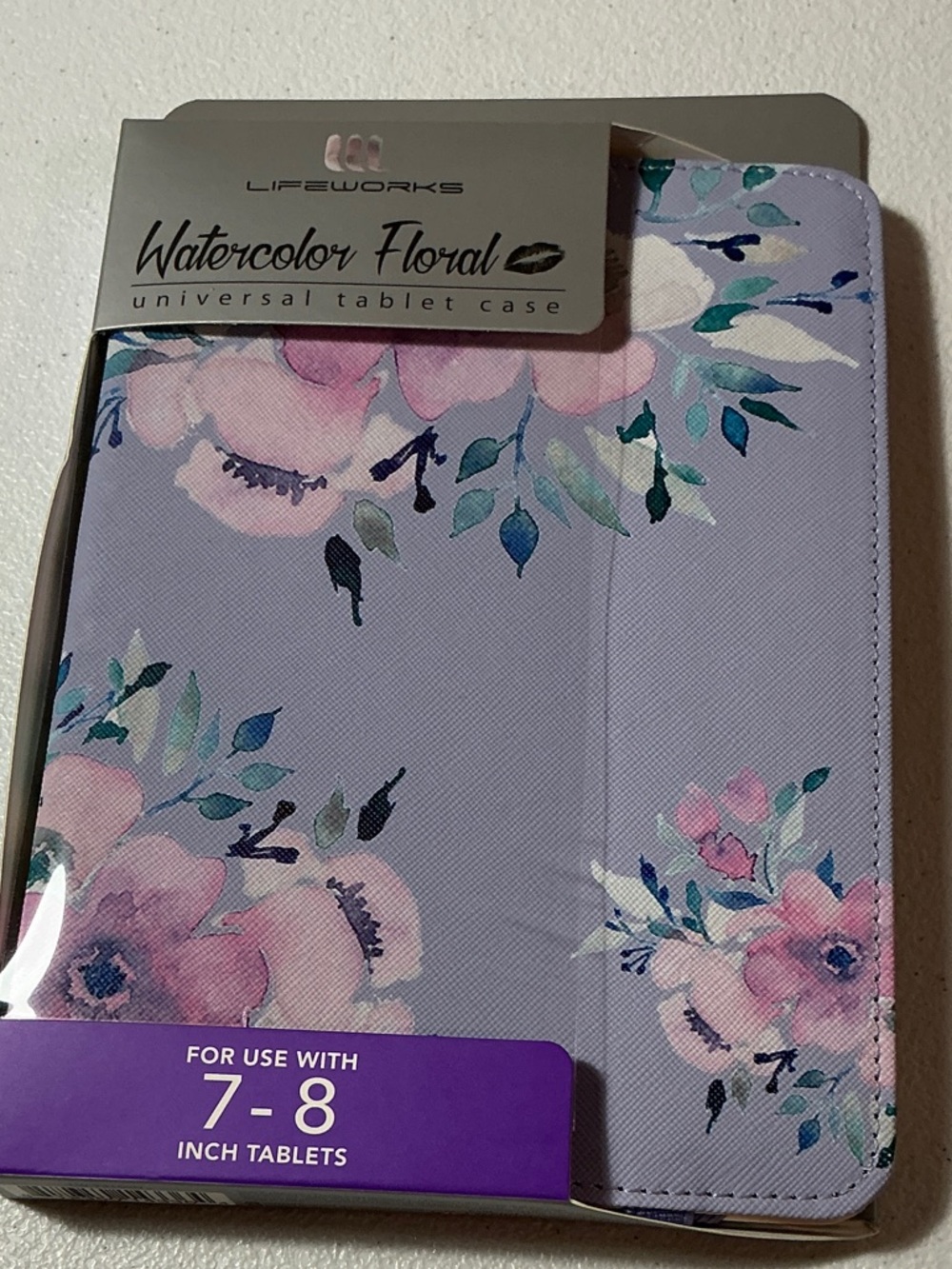 Watercolor Floral Universal Tablet Case - Lavender Pink Green